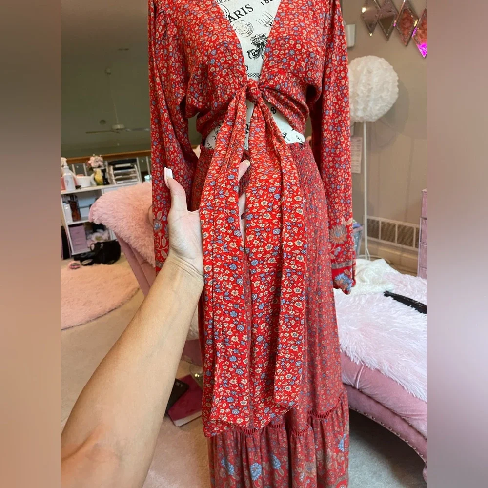 Bohemian Cropped Pheasant Blouse and Skirt Set❤️ - Picture 8 of 15